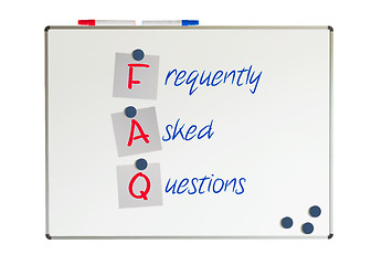 Image showing FAQ written on a whiteboard