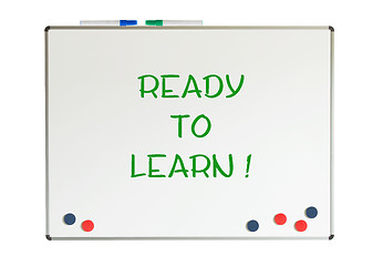 Image showing Ready to learn written on a whiteboard