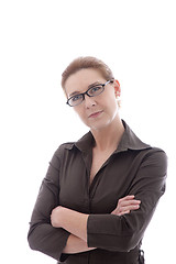 Image showing Woman wearing glasses with intent look