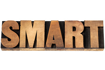 Image showing smart word in wood type