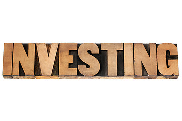 Image showing investing word in wood type