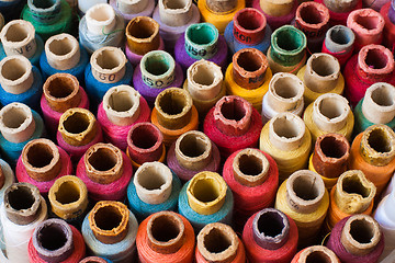 Image showing Colorful reels of threads background - A series of TAILOR related images.