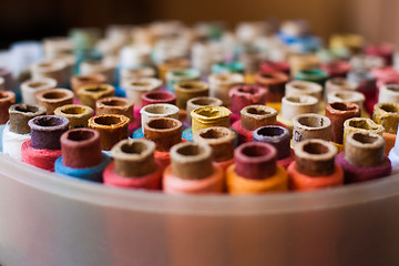 Image showing Colorful reels of threads background - A series of TAILOR related images.