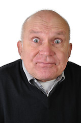 Image showing  senior man making faces