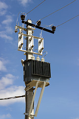 Image showing Transformer is installed on a concrete pillar