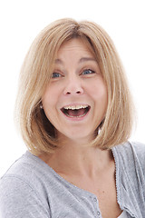 Image showing Laughing woman with a surprised expression
