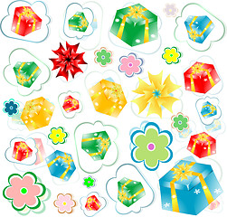 Image showing seamless background of gift boxes with different  pattern