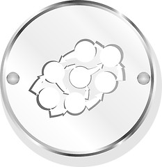 Image showing Realistic Brushed Metal Button with abstract cloud and arrows. Isolated