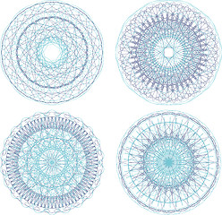 Image showing abstract blue painted picture set with circle pattern, mandala