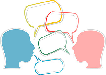 Image showing dialogue concept. human head with speech bubbles