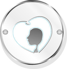 Image showing heart and people head metallic icon design