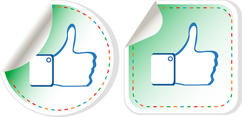 Image showing Paper thumb up like hand symbol. set of design elements