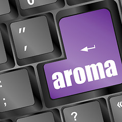 Image showing Keyboard with word aroma on enter button
