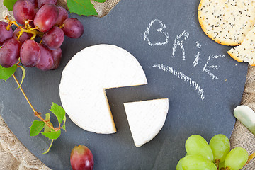 Image showing Brie Cheese with Grapes