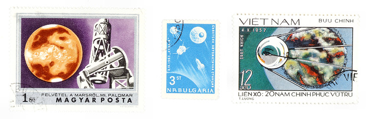 Image showing Space and astronautic postage stamps