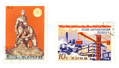 Image showing North Korean historic post stamps