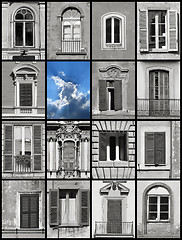 Image showing Conceptual collage - windows and sky