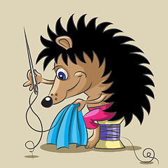 Image showing The hedgehog is a tailor