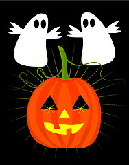 Image showing Pumpkin and ghosts on halloween