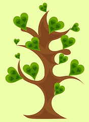 Image showing Fantasy tree with green hearts vector