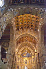 Image showing Cathedral of Monreale, interior with its golden mosaics