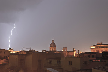 Image showing lightning over urban houses in Palermo