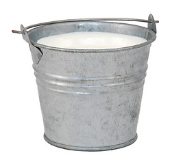 Image showing Milk in a miniature metal bucket