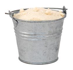 Image showing Golden caster sugar in a miniature metal bucket
