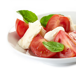 Image showing plate of tomato and mozzarella salad