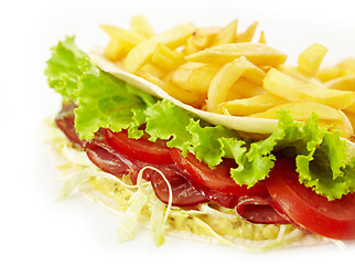 Image showing kebab sandwich and french fries