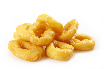 Image showing fried rings calamari on white background