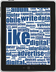 Image showing Business and financial words on tablet pc screen