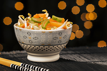 Image showing Asian vegetables and chopsticks