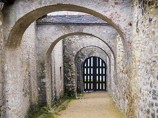 Image showing Archway of a castle in winter