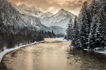 Image showing Sunset in alps