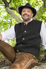 Image showing Laughing man in Bavarian costume