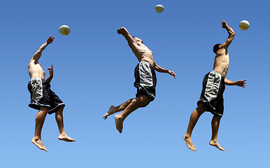 Image showing Multiple shots of a man playing volleyball