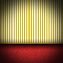 Image showing Illustration of red carpet floor with yellow striped wellpaper