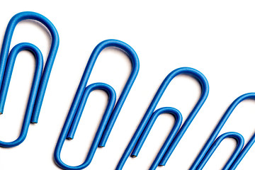 Image showing Blue paperclips