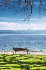 Image showing Bench on Lake Starnberg Germany