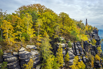 Image showing Lilienstein with colorful trees