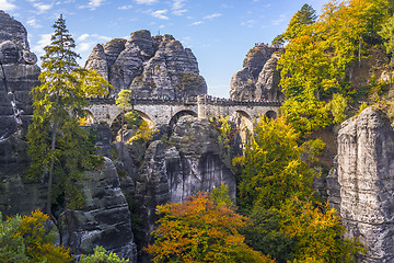 Image showing Bridge named Bastei in Saxon Switzerland