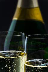 Image showing Champagner bottle with two glasses