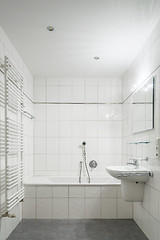 Image showing White tiled bathroom