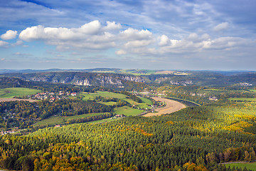 Image showing Landscape with river Elbe in Saxony Switzerland