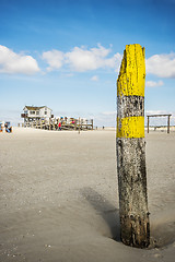 Image showing Look at building of sandy beach St. Peter-Ording