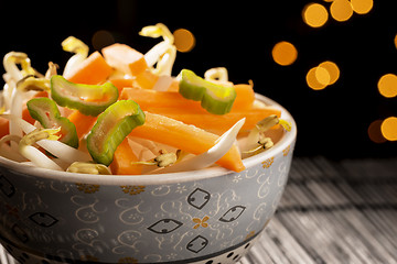 Image showing Closeup bowl with Asian vegetables