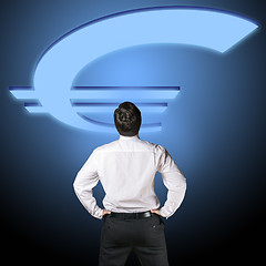 Image showing Business man backside with euro sign