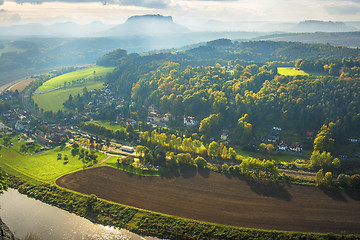 Image showing View from Bastei to Lilienstein Saxon Switzerland Germany