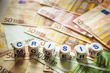 Image showing Banknotes with word crisis